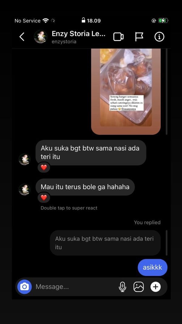 Instagram story Enzy Storia tentang Rasa Nyonya