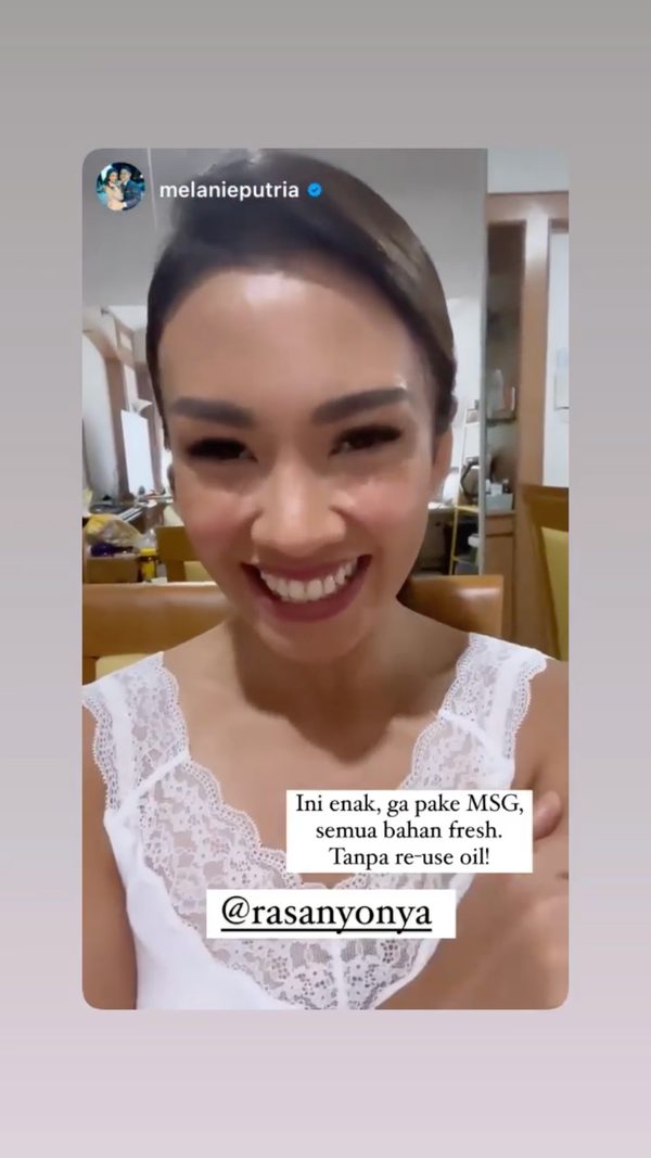 Instagram story Melanie Putria tentang Rasa Nyonya