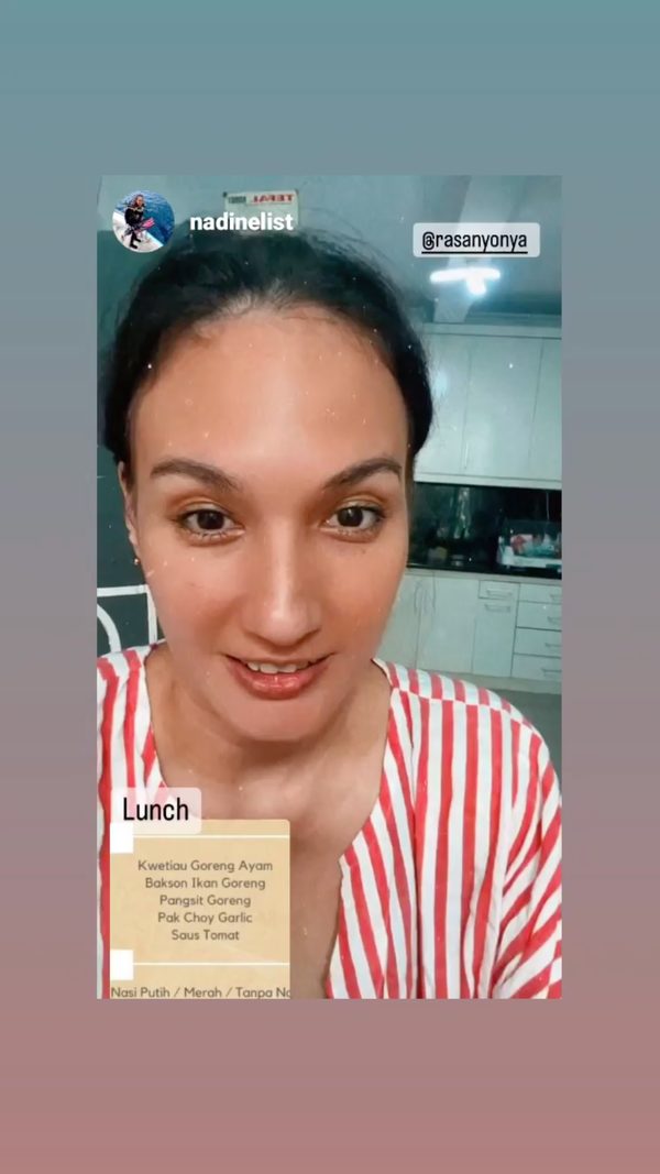 Instagram story Nadine Chandrawinata tentang Rasa Nyonya